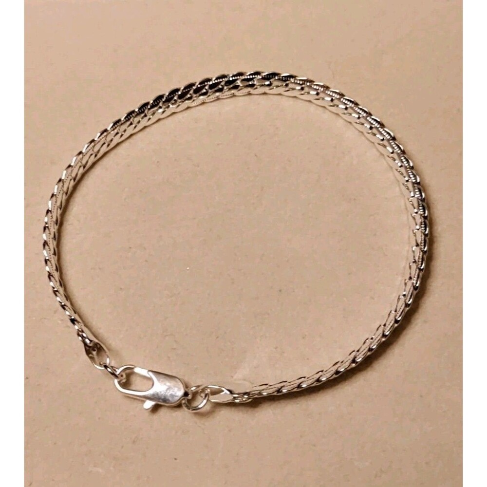925 Silver Flat Curb Chain 8" Bracelet  5 MM Wide 1.5 MM Thick